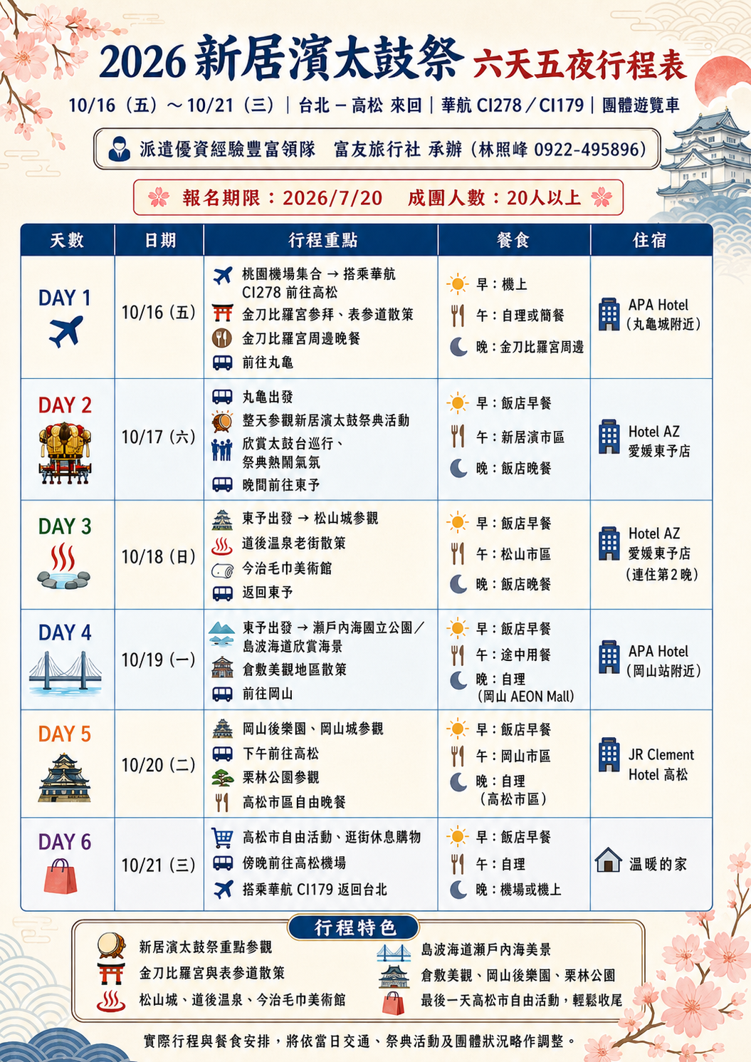 新居濱太鼓祭六天五夜行程表